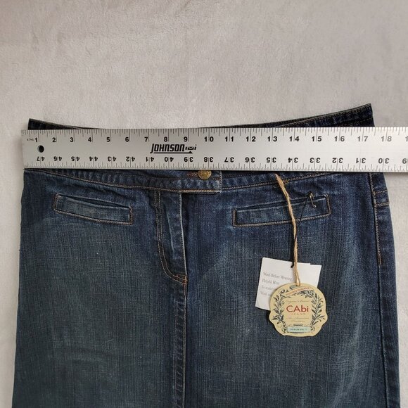 Cabi Womens Denim A-Line Midi Skirt Size 12 Indigo Frayed Hem Style # 621 New - Picture 5 of 7
